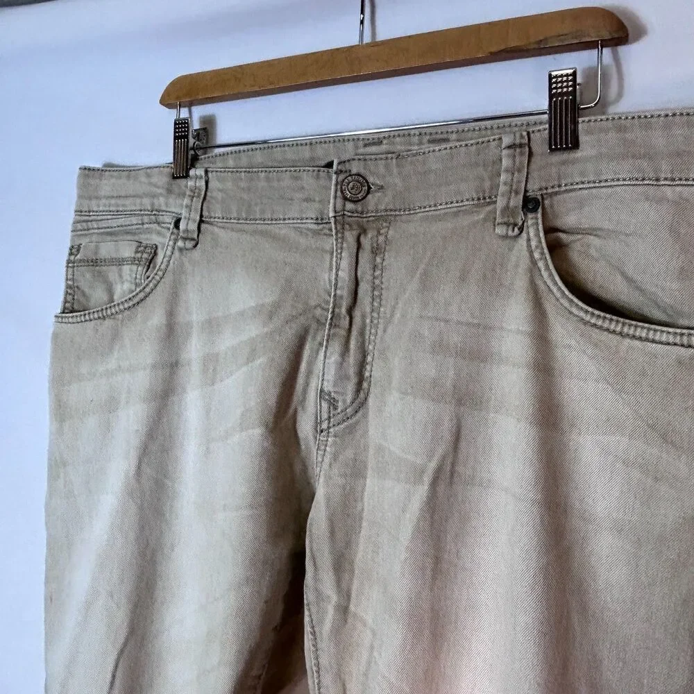 Mavi Men's Zach Tan Denim Low-Rise Faded Easy Straight Leg Jeans Size 40X32
